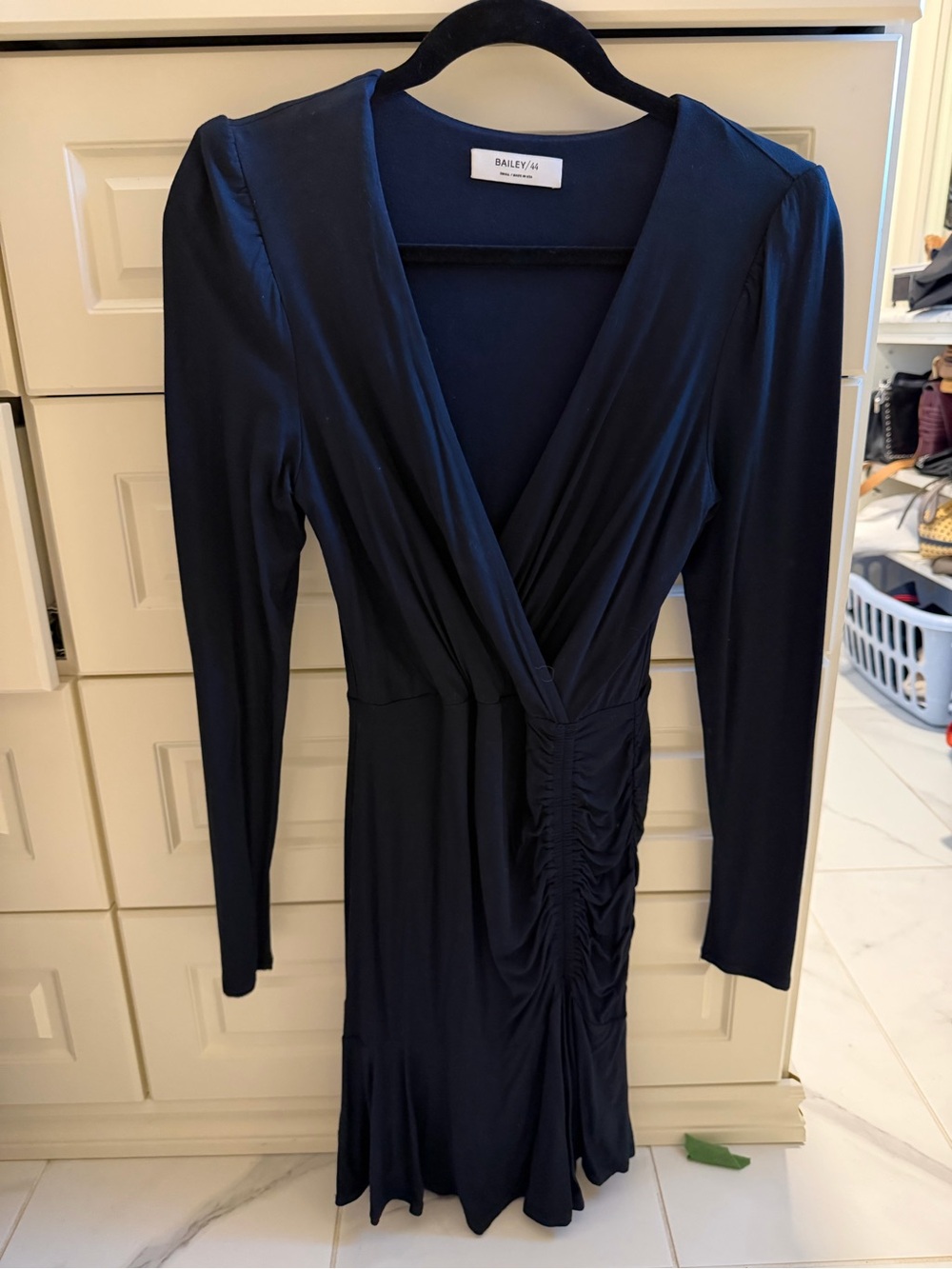 Bailey 44 Deep Navy Long-Sleeve Ruched Dress